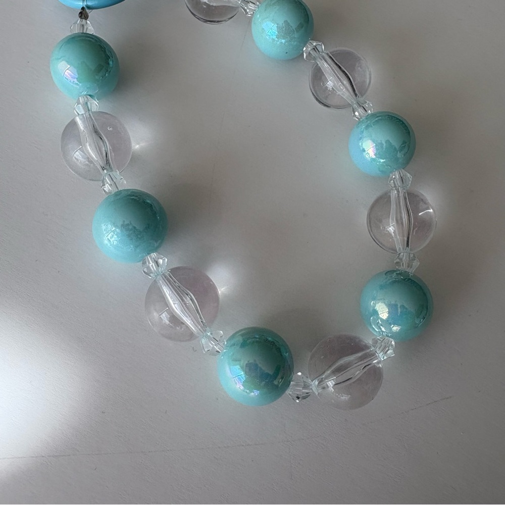 Elegant Chunky Turquoise and Clear Beaded Bag Charm - Picture 5 of 6